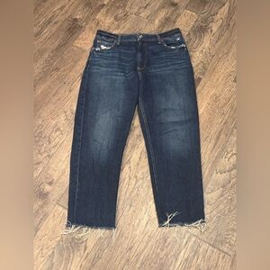 Maurices Dark Blue Distressed Jeans w frayed hem Sz 16R